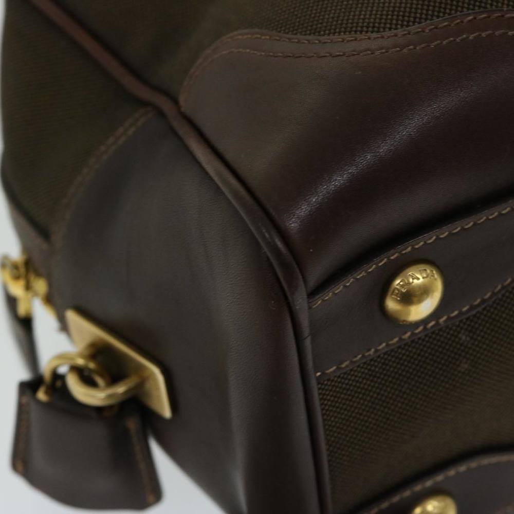 PRADA Mini Boston Bag Boston Bag Canvas Leather Brown Auth hk1091 - Picture 14 of 16